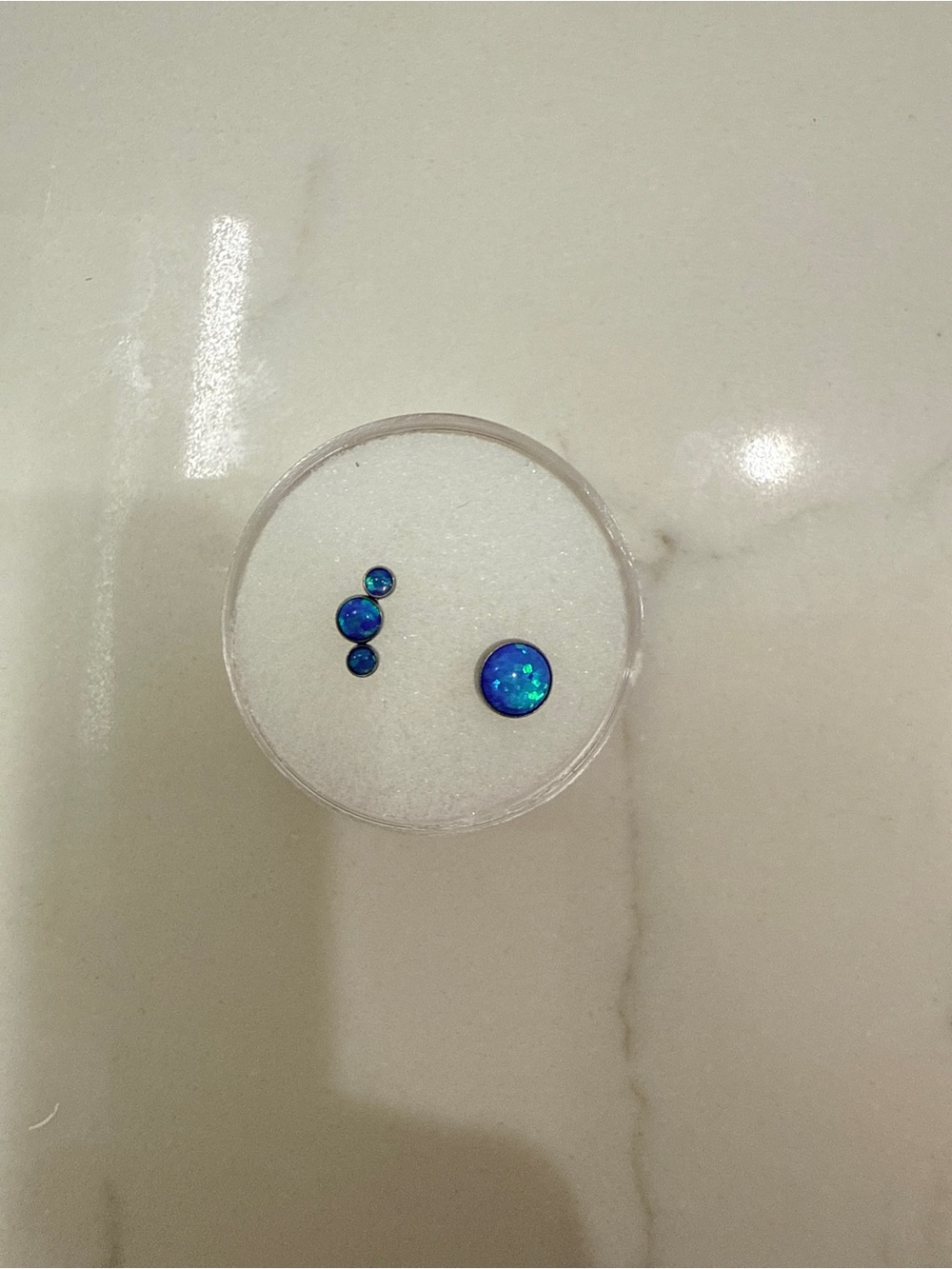 Neometal Capri Blue 3mm Opal Cluster threadless end - 5mm cab threadless end